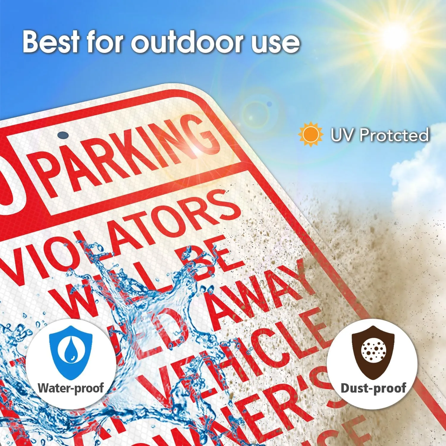 GicnKeuz Large No Parking Signs,18x12 Inches Violators Will Be Towed Away at Vehicle Owner's Expense Signs, Engineer Grade Reflective Aluminum, Fade Resistant,Indoor or Outdoor Use (4-Pack)