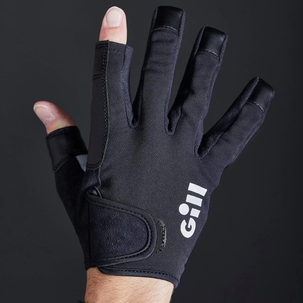 Gill Championship Sailing Gloves - Long Fingers with Exposed Finger and Thumb - Dura-Grip Fabric 50  UV Sun Protection & Water Repellent