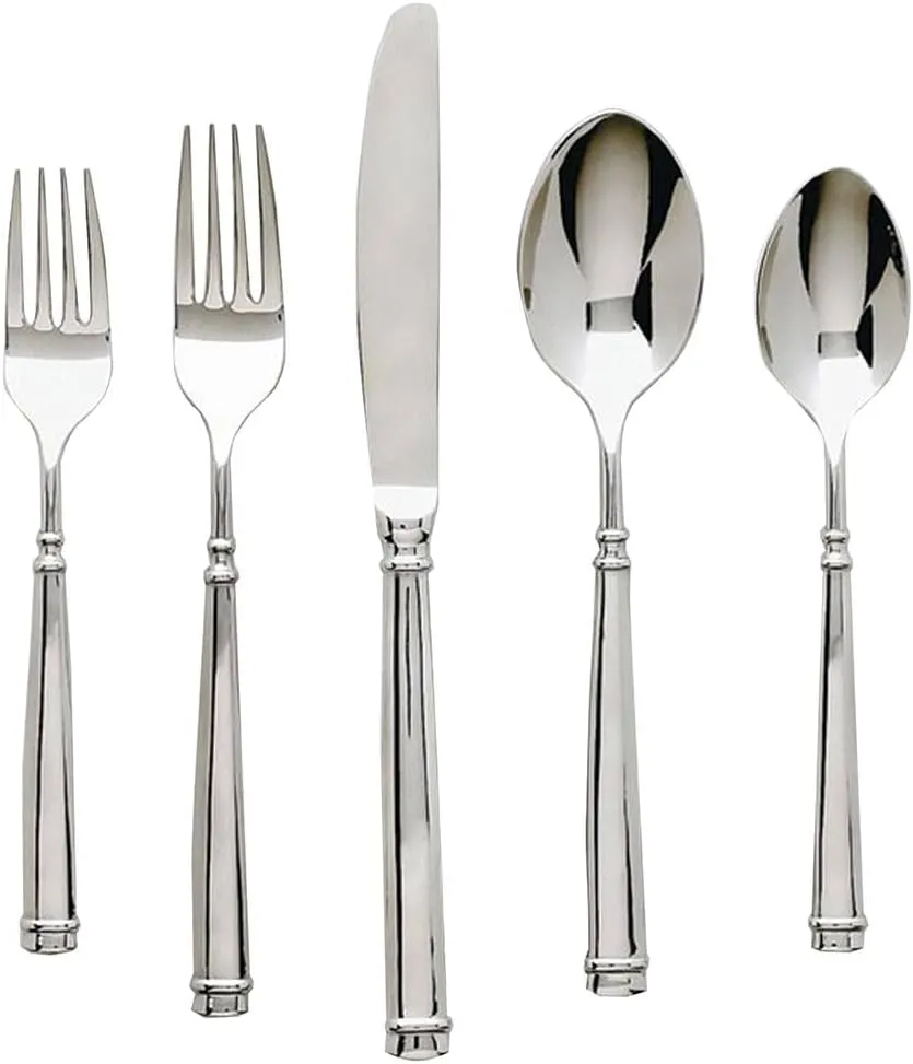 Ginkgo International Naples, Silverware Service for 6 Stainless Steel Flatware, 30-piece set, Silver