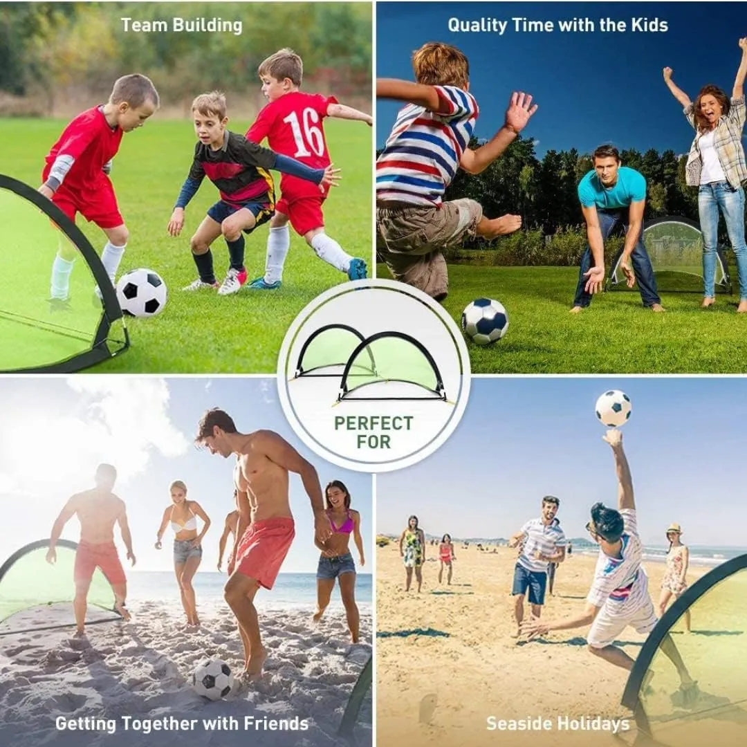 Goal Post Set of 2 Portable Soccer Goals with Carry Bag with Durable Frame (Multicolour)