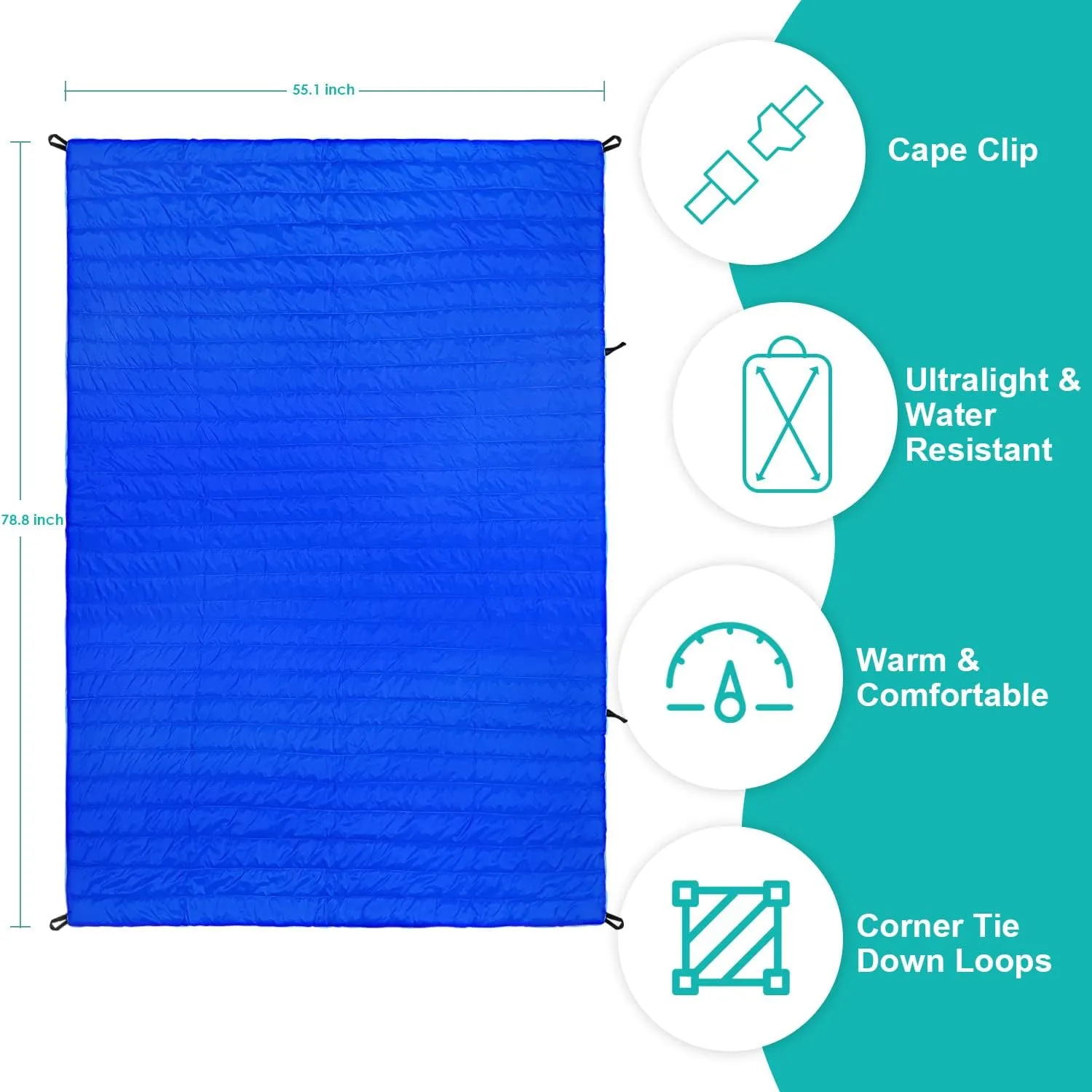 Gold Armour Camping Blanket - Puffy, Packable, Lightweight & Compact Insulated Camping Quilt for Outdoor - Backpacking, Beach, Stadium, Camp, Travel and Hiking Gear Essentials (Blue)