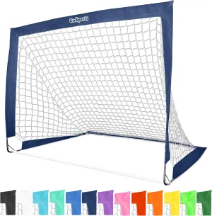 GoSports Portable Soccer Goals for Kids - 13 Color Options - Choose 4 x 3 ft or 6 x 4 ft - Team Tone Pop Up Nets for Backyard