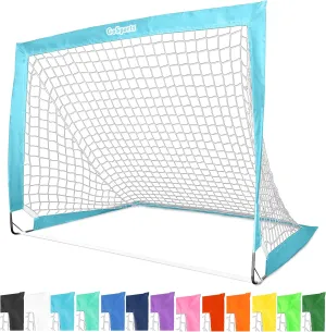 GoSports Portable Soccer Goals for Kids - 13 Color Options - Choose 4 x 3 ft or 6 x 4 ft - Team Tone Pop Up Nets for Backyard