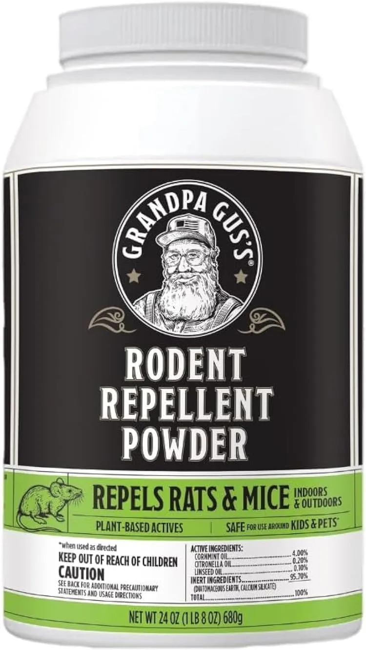 Grandpa Gus's Natural Rodent Repellent Powder, Plant-Based Actives, Repel Mice & Rats, Indoor/Outdoor, 24 oz