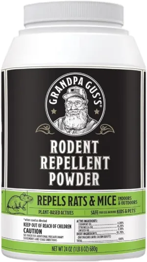 Grandpa Gus's Natural Rodent Repellent Powder, Plant-Based Actives, Repel Mice & Rats, Indoor/Outdoor, 24 oz