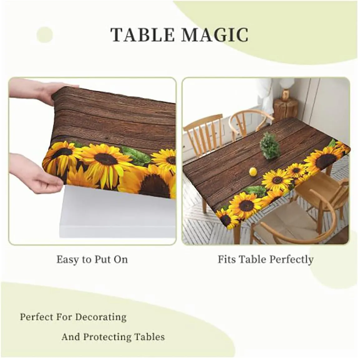 Green Fitted Tablecloth for Rectangle Table Park Alpine Forest Natural Scenic Rectangle Table Cover for Outdoor Picnic Camping Parties Farm House Decor Fits up 4 Foot Tables