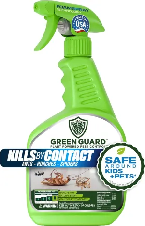 Green Guard Pest Control Spray- Safe Around Children & Pets, Kills by Contact: Ants, Roaches, Spiders & Other Crawling Insects, Indoor and Outdoor, Pleasant Scent (Peppermint Hit, 32oz)