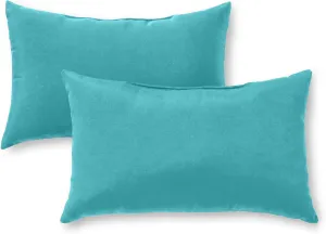 Greendale Home Fashions Outdoor 19x12 inch Rectangle Decorative Throw Pillow, 2 Count (Pack of 1), Arctic