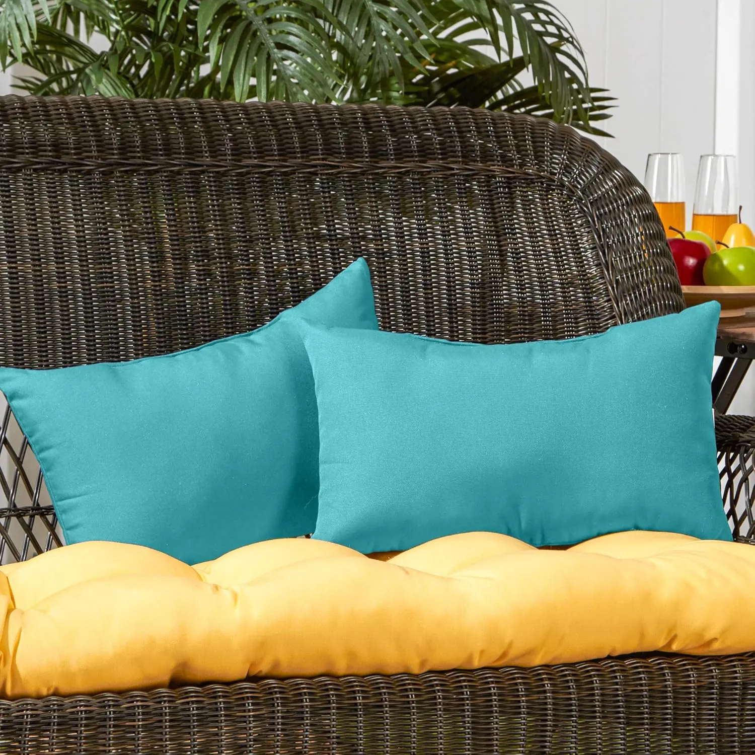 Greendale Home Fashions Outdoor 19x12 inch Rectangle Decorative Throw Pillow, 2 Count (Pack of 1), Arctic
