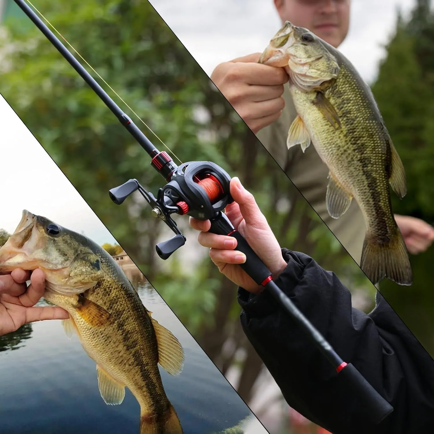 GRFIT Fishing Rod Carbon Fiber Fishing Reel and Rod Set, 6ft, 7ft, Max Drag 8kg for Trout and Bass Fishing Tackle Portable Fishing Rod