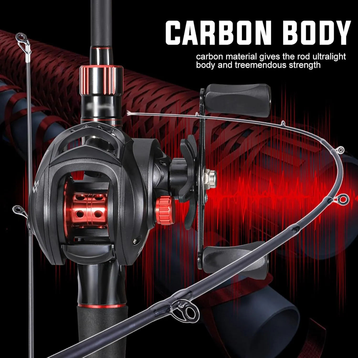 GRFIT Fishing Rod Carbon Fiber Fishing Reel and Rod Set, 6ft, 7ft, Max Drag 8kg for Trout and Bass Fishing Tackle Portable Fishing Rod