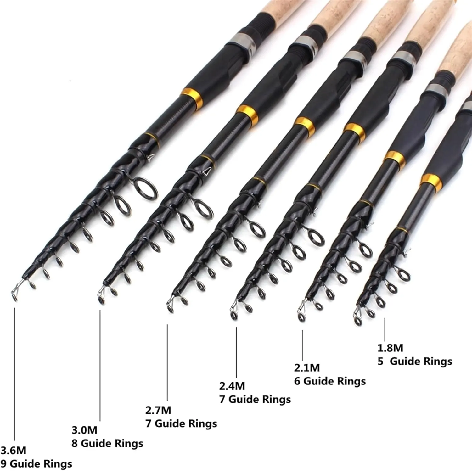 GRFIT Fishing Rod Carbon Fiber Fishing Rod, Super Short Pocket Portable Telescopic Fishing Rod, 1.8m/2.1m/2.4m/2.7m/3.6m Portable Fishing Rod