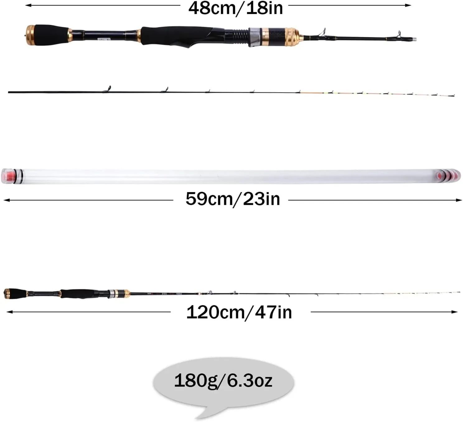 GRFIT Fishing Rod Fishing Rod for Raft Super Light Portable Fishing Rod Reinforced Carbon Fiber Fishing Tackle 120cm 180g Portable Fishing Rod