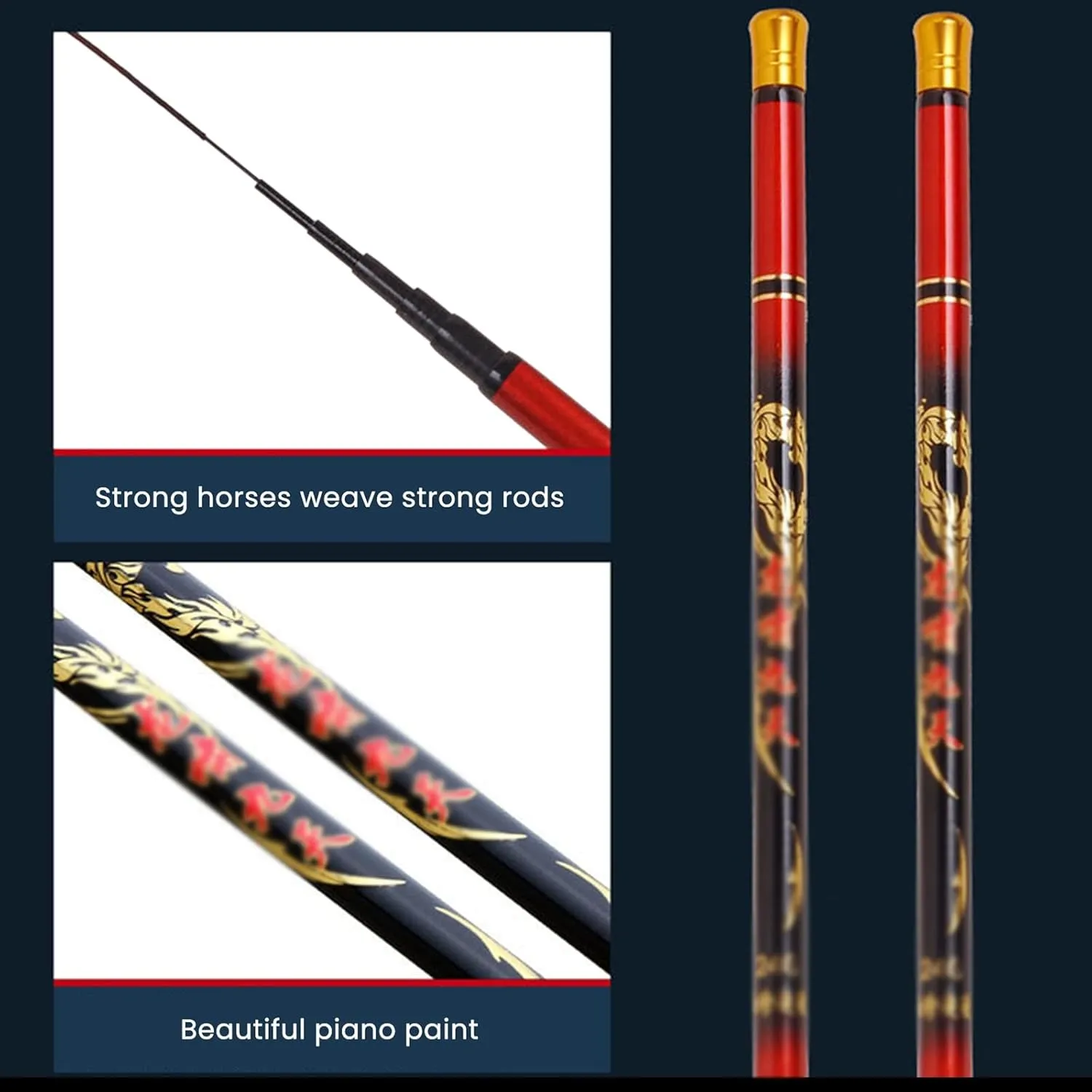 GRFIT Fishing Rod Manual Carbon Fiber Fishing Rod Super Light Super Strong Telescopic Fishing Rod Super Hard Fishing Rod 1.5M-3.9M Portable Fishing Rod