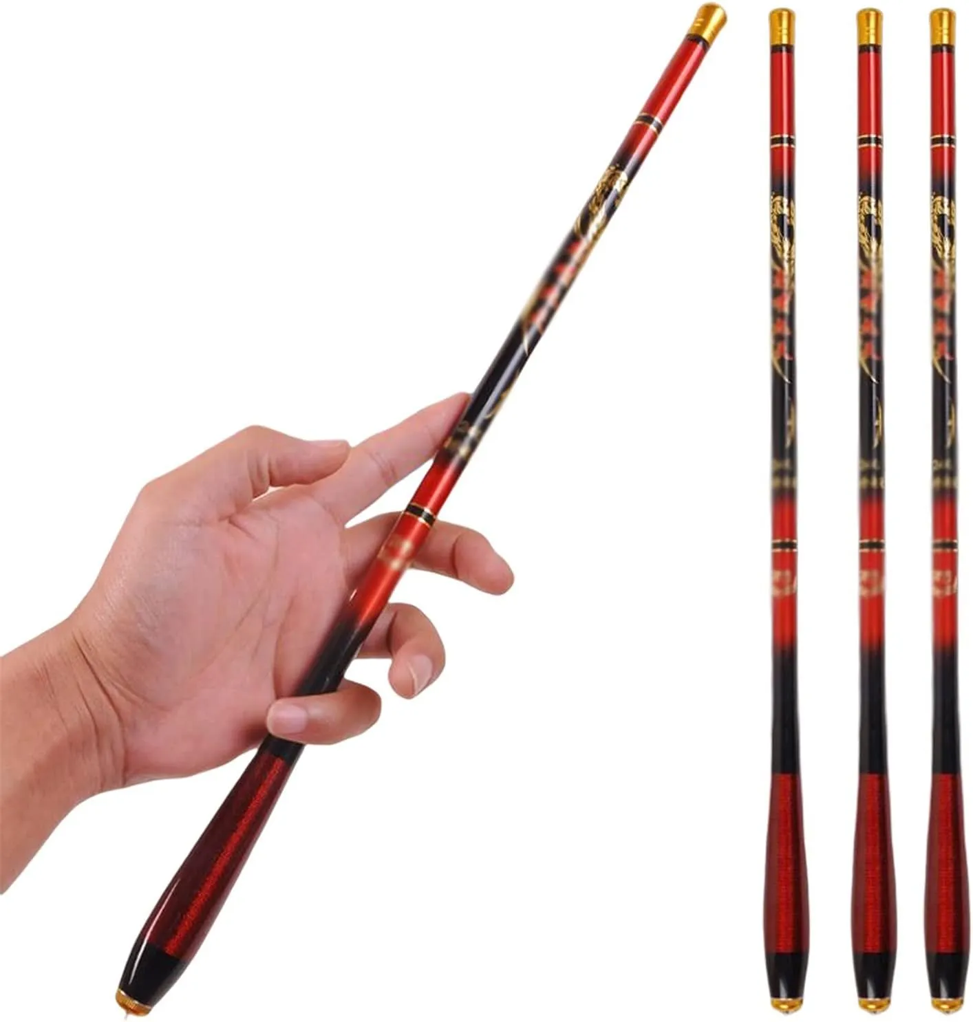 GRFIT Fishing Rod Manual Carbon Fiber Fishing Rod Super Light Super Strong Telescopic Fishing Rod Super Hard Fishing Rod 1.5M-3.9M Portable Fishing Rod