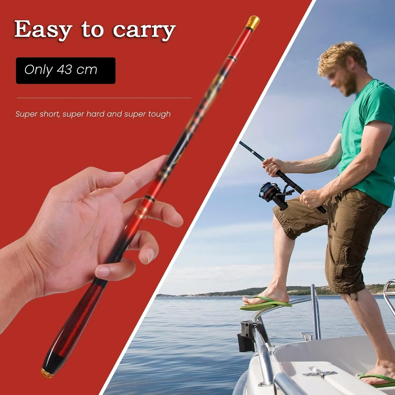 GRFIT Fishing Rod Manual Carbon Fiber Fishing Rod Super Light Super Strong Telescopic Fishing Rod Super Hard Fishing Rod 1.5M-3.9M Portable Fishing Rod