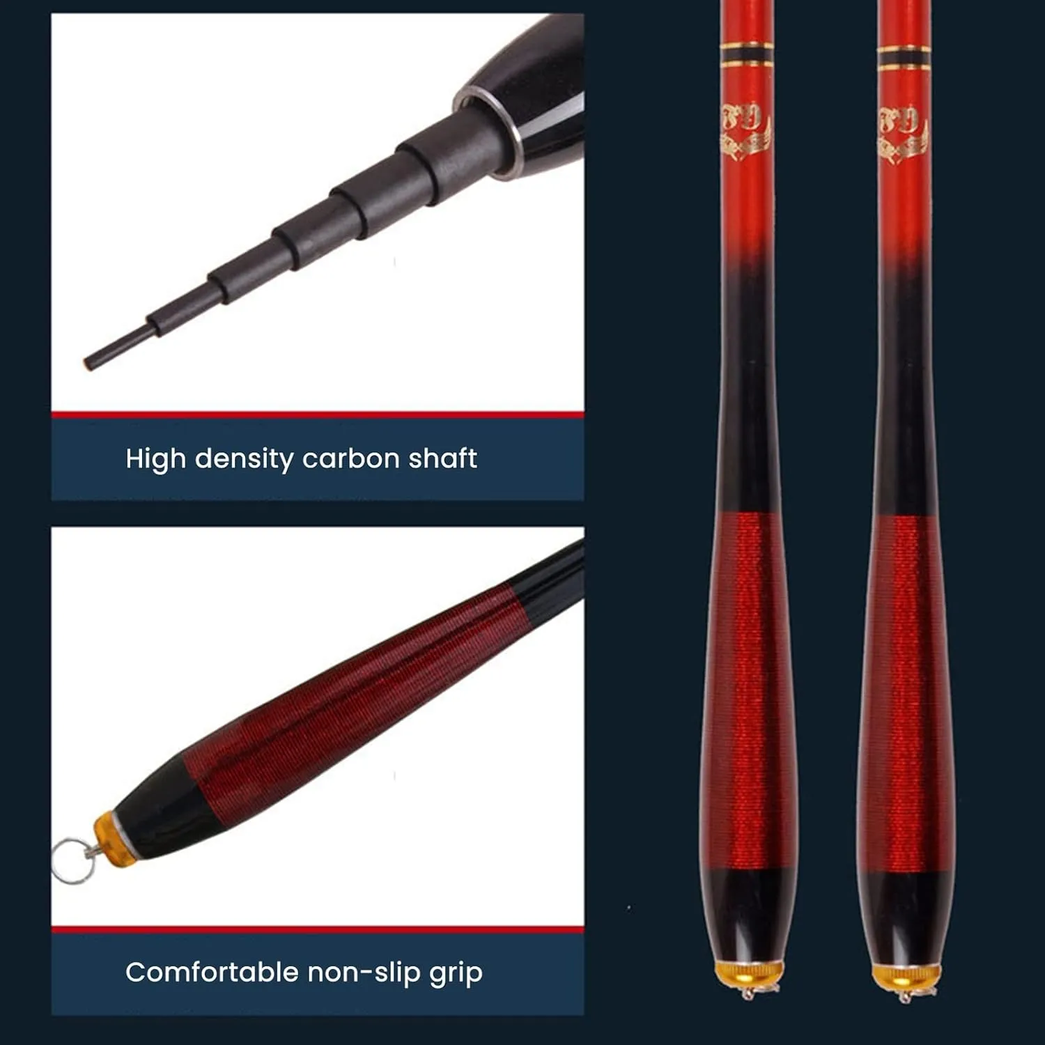 GRFIT Fishing Rod Manual Carbon Fiber Fishing Rod Super Light Super Strong Telescopic Fishing Rod Super Hard Fishing Rod 1.5M-3.9M Portable Fishing Rod