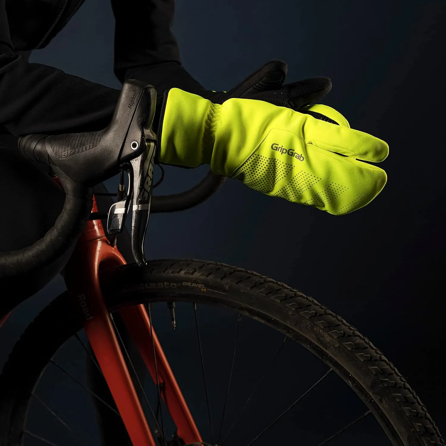 GripGrab Ride Windproof Deep Winter Lobster 3-Finger Cycling Gloves Thermal Fleece Lined Padded Windproof Cold Weather Water-Repellent