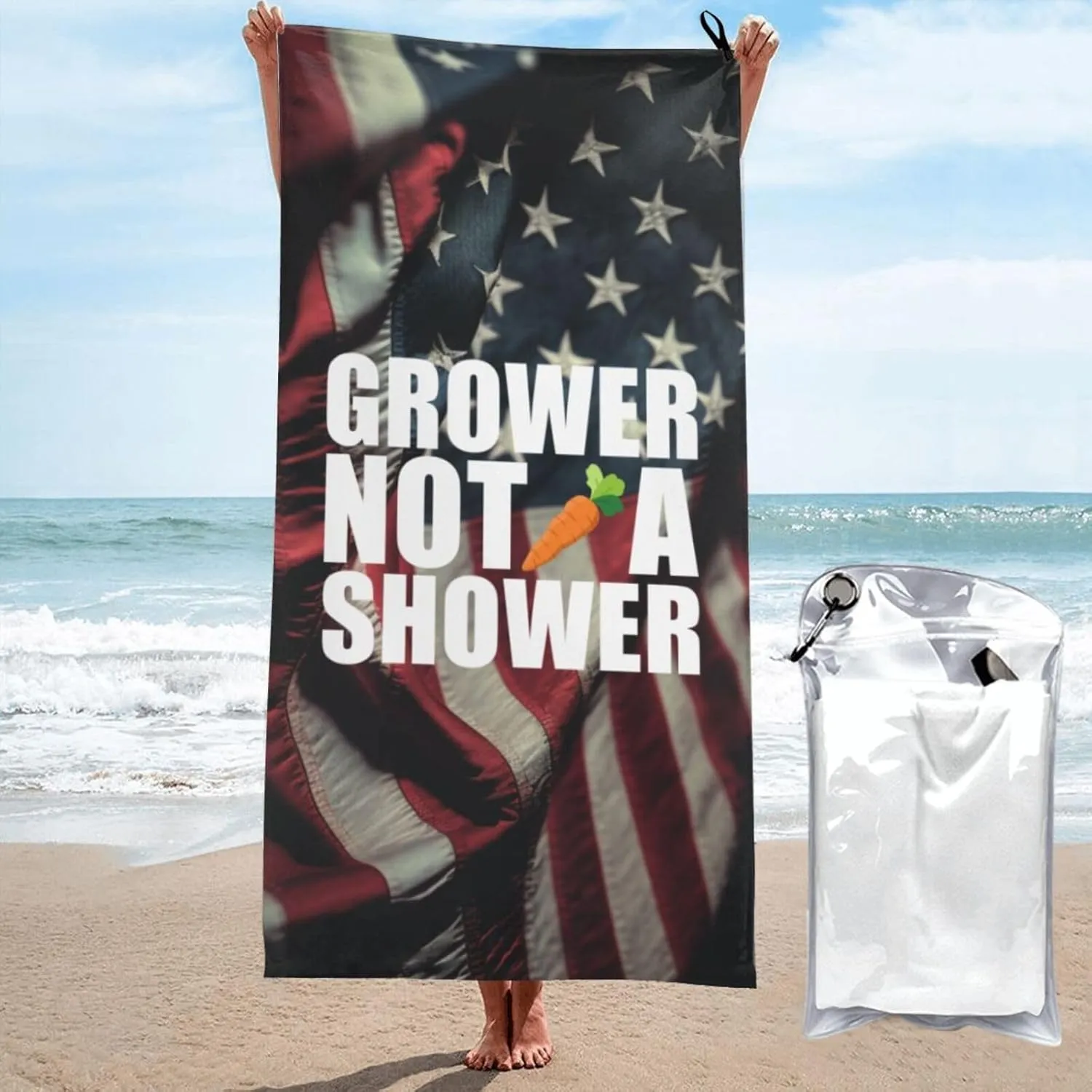Grower Not A Shower Beach Towel Quick-Dry Bath Towel Lightweight Portable for Summer