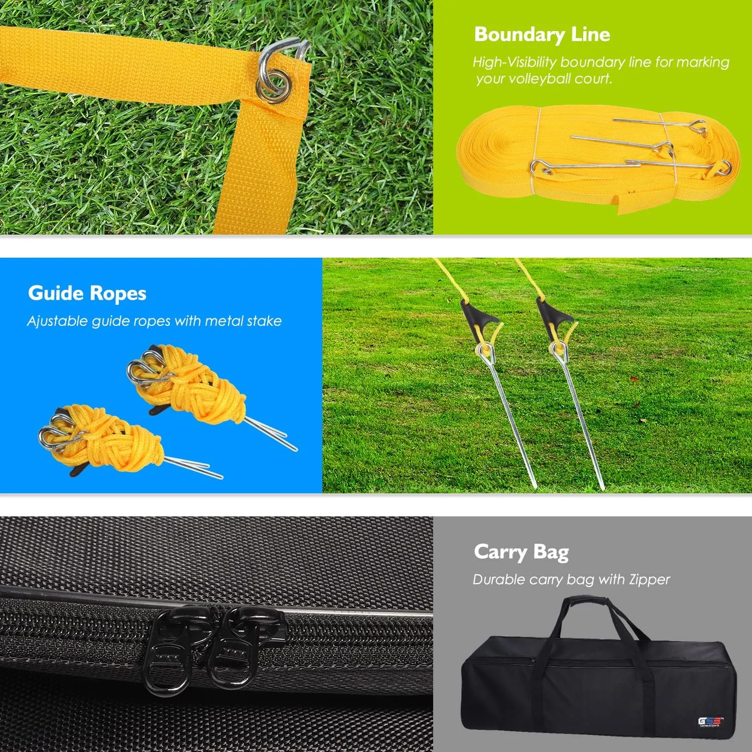 GSE Games & Sports Expert Outdoor Yard Sports Net Game Set for Backyards, Parks, Beach, Lawn. Volleyball Set, Badminton Set OR Volleyball & Badminton Combo Set Available