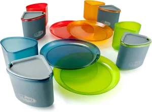 GSI Outdoors Infinity 4 Person Compact Nesting Tableset for Ultra-Light and Compact with Cup, Bowls and Plates for Camping, RV, or BBQ