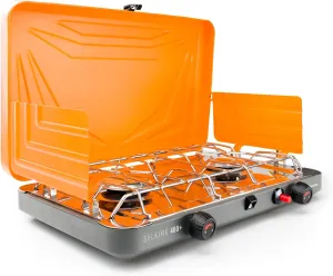 GSI Outdoors Selkirk 460 , Portable Outdoor Camping Stove, 2-Burner Propane Grill, 14,000 BTU High-Output Adjustable Burners, Integrated Igniter and Wind Guards