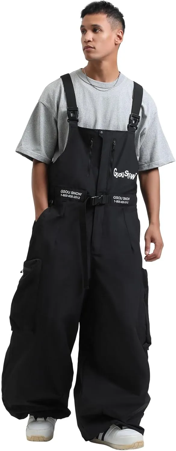 GSOU SNOW Baggy Snowboard Bibs Women Men Ski Pants Loose Fit Overalls Insulated Winter Outdoor Sports Wear