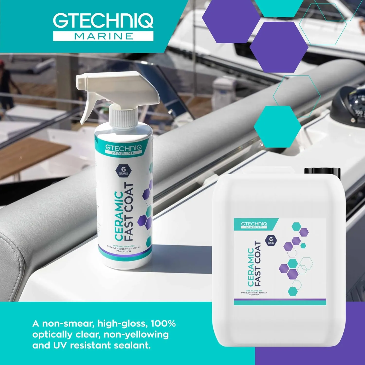 Gtechniq Ceramic Fast Coat - Marine Ceramic Coat - Spray-on, Wipe-Off Ceramic Sealant for Boats - High Gloss, Optically Clear Finish, UV Protection - Dirt & Water Repellent