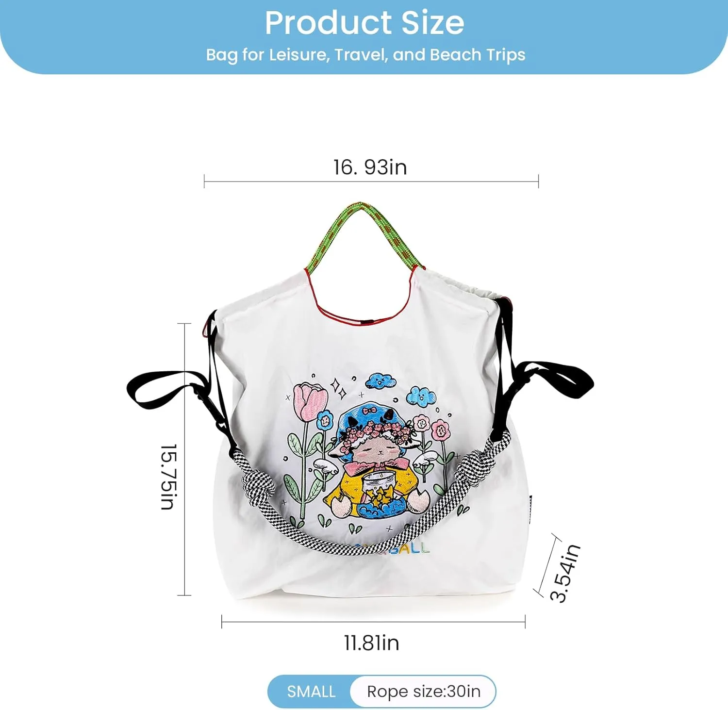 Guan&Ball Lady Tote bag, a lamb embroidered nylon bag, is the perfect companion for shopping and travel