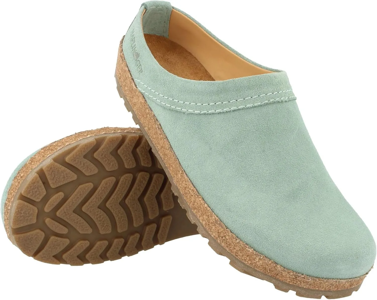 HAFLINGER Malmö Elegant Leather Clog with Rubber Sole and Cork Latex Footbed