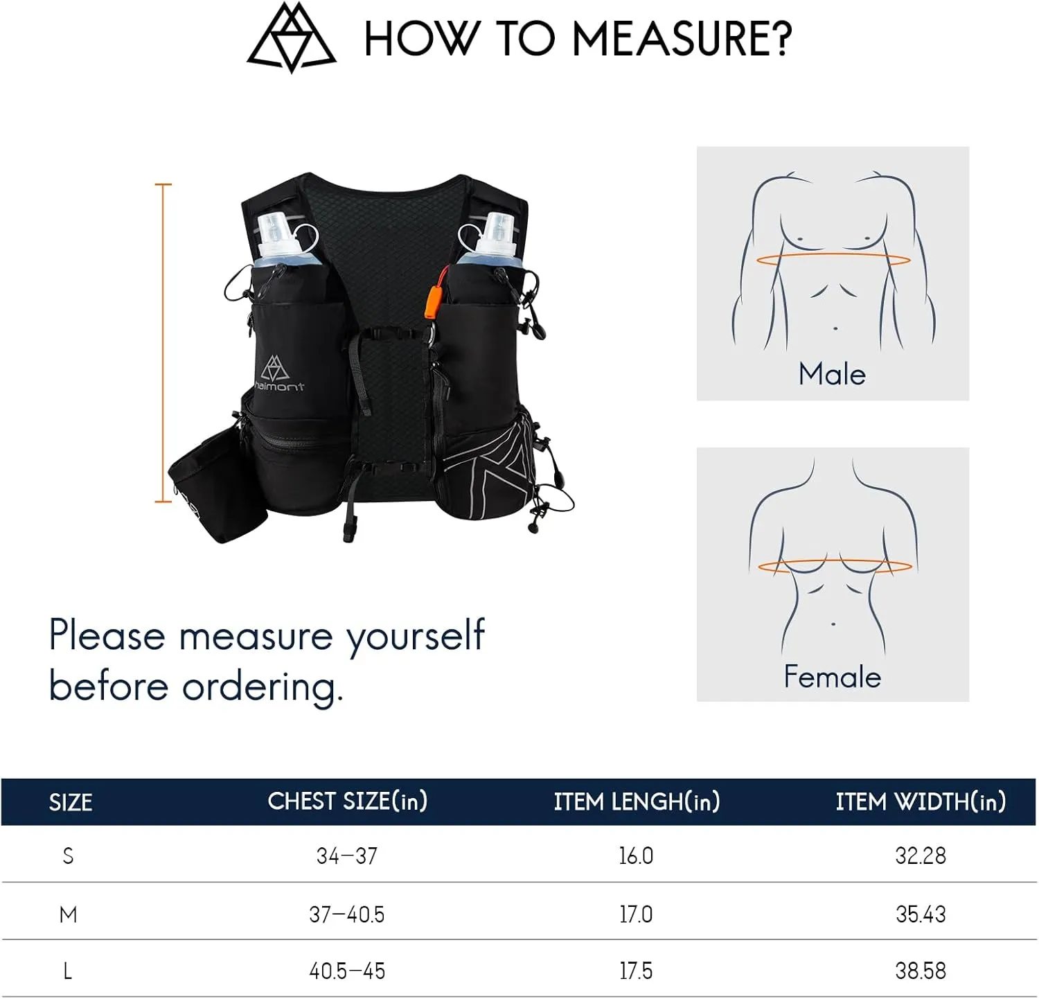 Haimont Hydration Running Vest with Water Bottles for Women Men, Adjustable Lightweight 8L Water Backpack with Soft Flasks for Trail Running