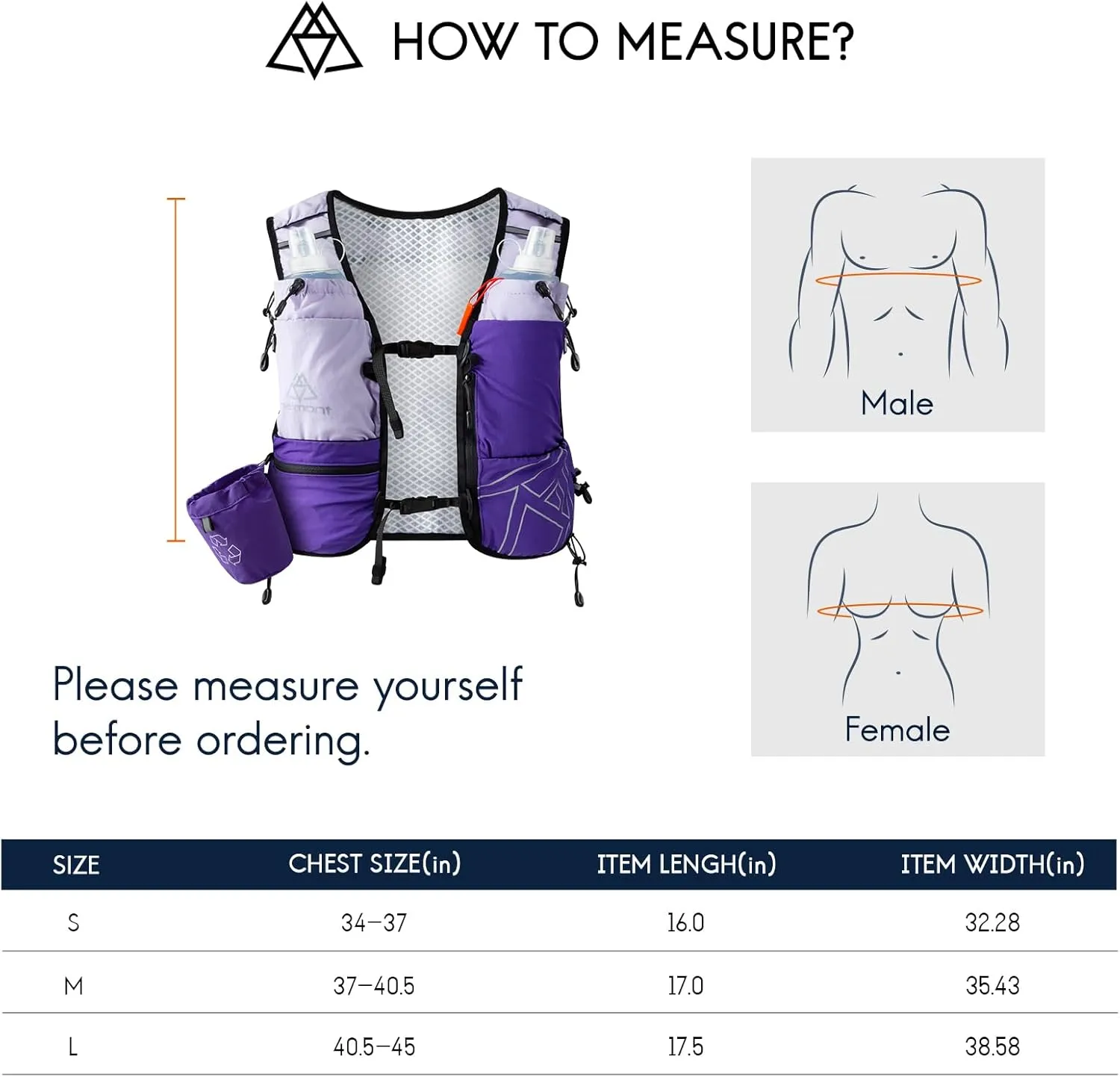 Haimont Hydration Running Vest with Water Bottles for Women Men, Adjustable Lightweight 8L Water Backpack with Soft Flasks for Trail Running
