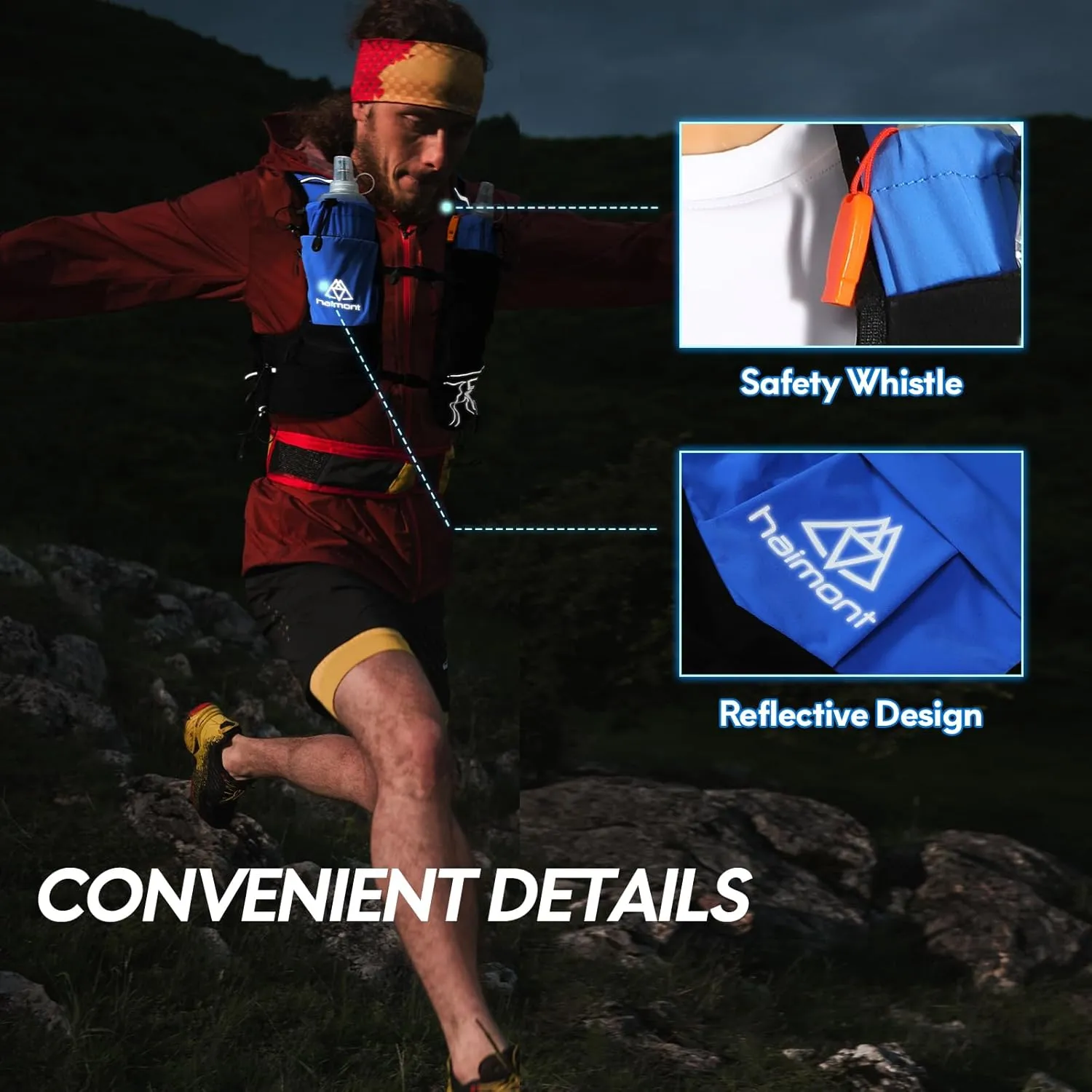 Haimont Hydration Running Vest with Water Bottles for Women Men, Adjustable Lightweight 8L Water Backpack with Soft Flasks for Trail Running