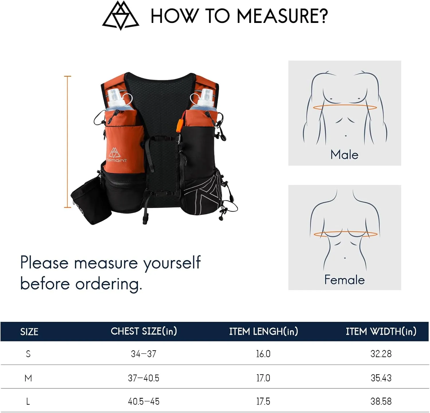 Haimont Hydration Running Vest with Water Bottles for Women Men, Adjustable Lightweight 8L Water Backpack with Soft Flasks for Trail Running