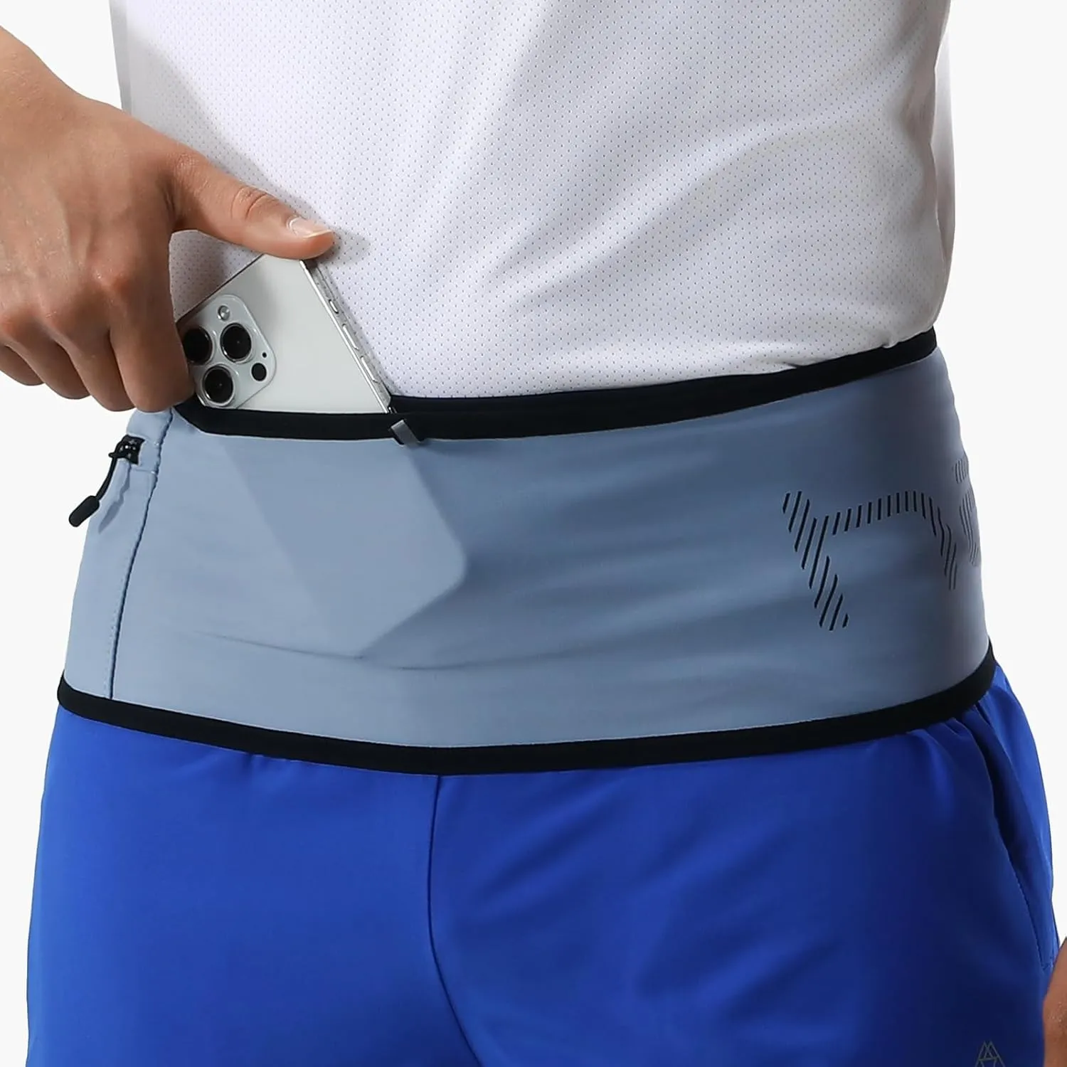 Haimont Light Weight Waist Belt Fanny Pack, Durable Trail Running Storage Belt for Men and Women Quick Hydration, Blue, M