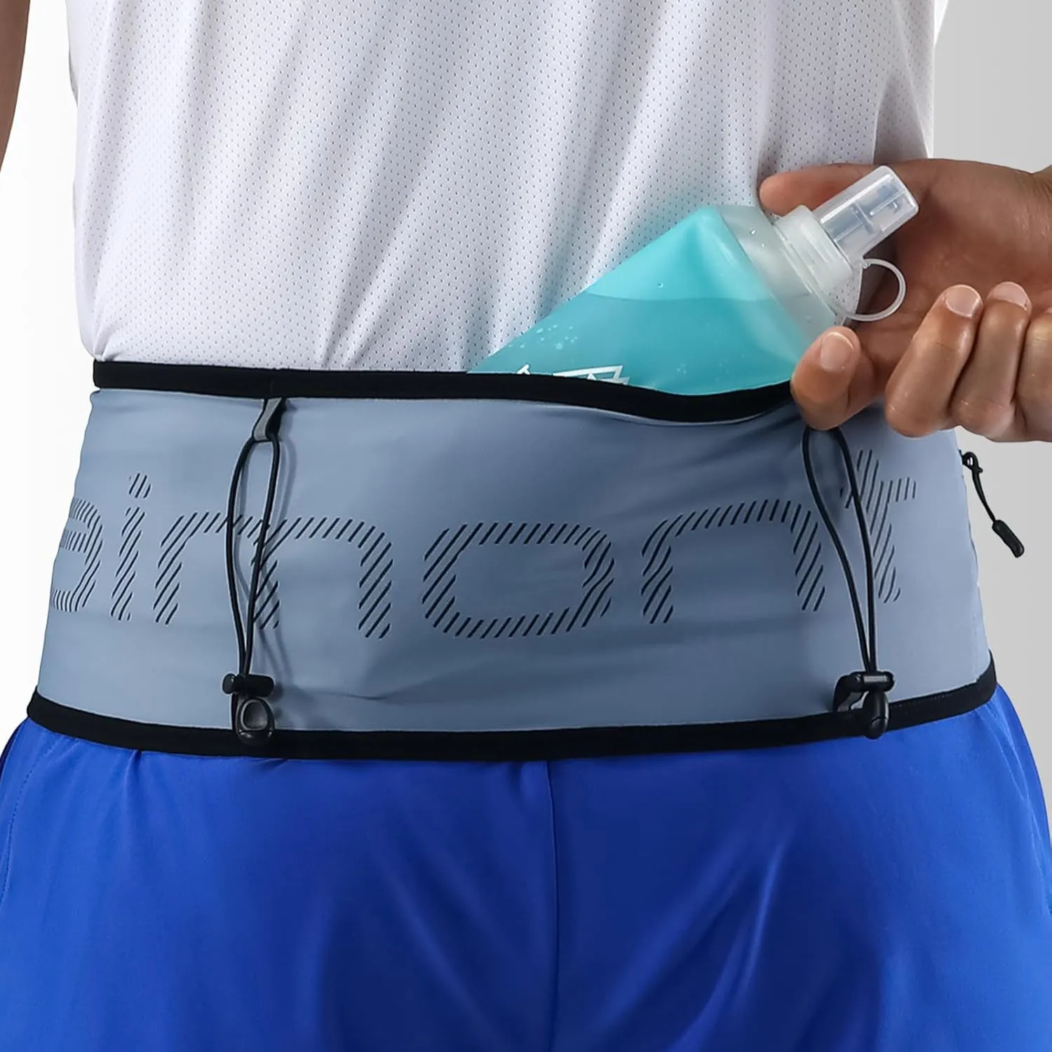 Haimont Light Weight Waist Belt Fanny Pack, Durable Trail Running Storage Belt for Men and Women Quick Hydration, Blue, M