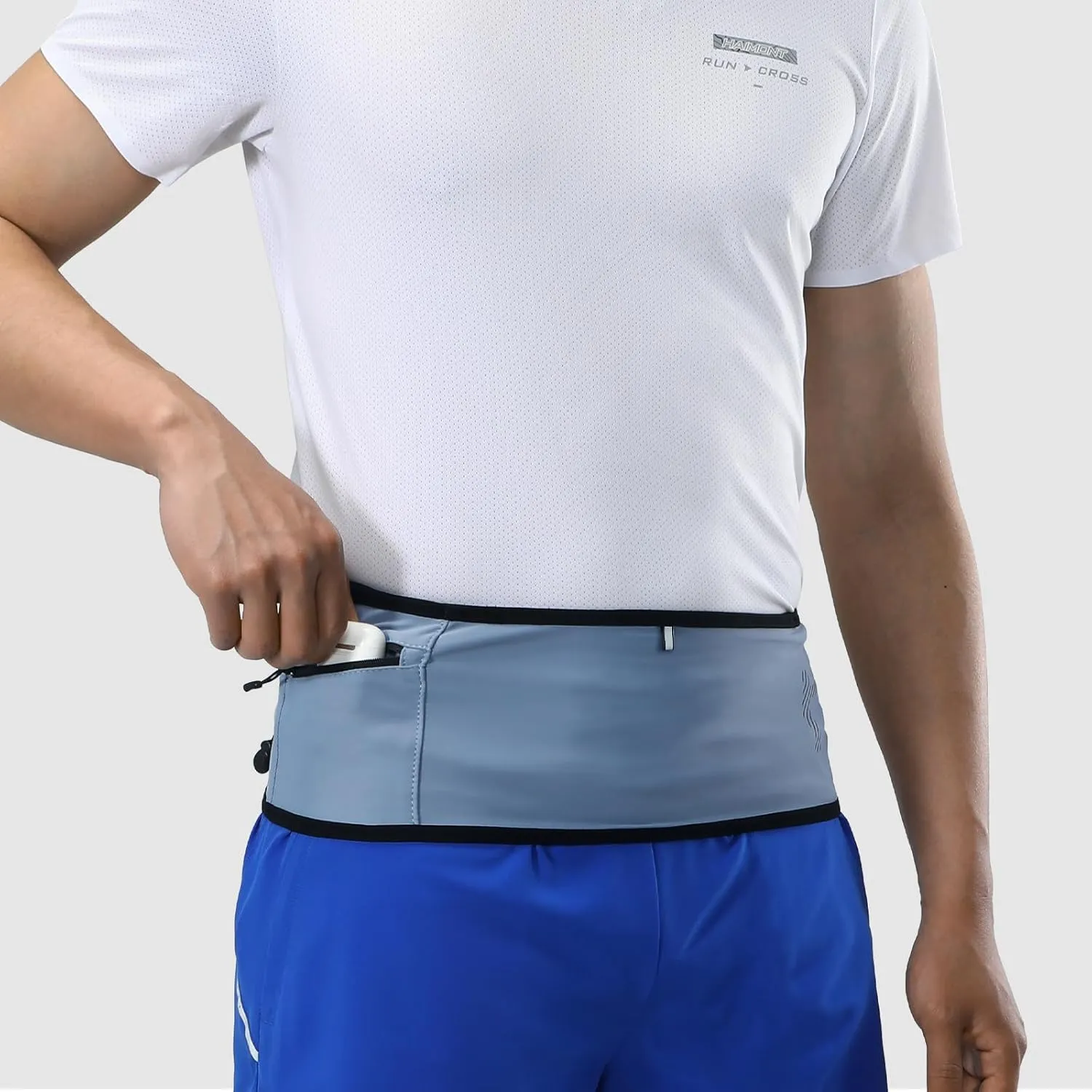 Haimont Light Weight Waist Belt Fanny Pack, Durable Trail Running Storage Belt for Men and Women Quick Hydration, Blue, M