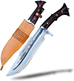 Hand-Forged Bowie Knife – 12 inches Long Blade Large Handmade Knife, Real Working Blade, Tempered and Sharpened for Heavy-Duty Use, Durable 5160 Leaf Spring Steel