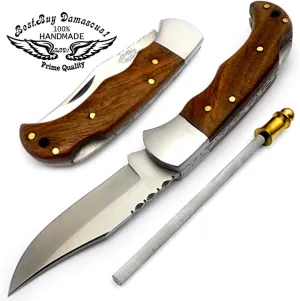 Hand knife 420c Stainless Steel Pocket knife 6.5" Rose Wooden Handel -blade knife-knife folding-camping pocket knife-small folding knife-folding knives-pocketknife-outdoor knife survival best pocket knife- mens knife