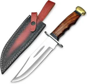 Handmade D2 Steel Bowie Knife with Sheath - 13" Fixed Blade Hunting Knife for Men - Bushcraft Knife for Camping Gear, Survival, Fishing, Outdoor & Indoor Use