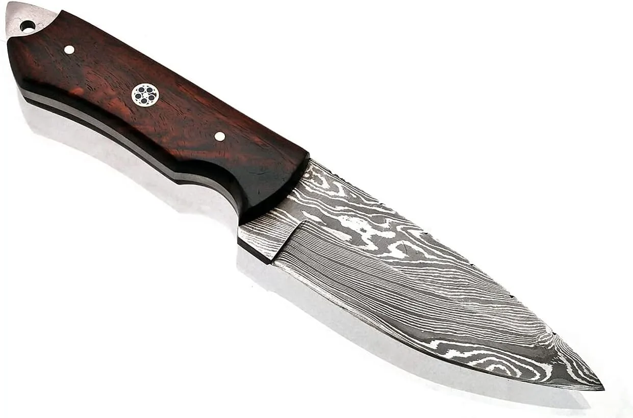 Handmade Damascus Steel Hunting Knife 8.5 Inches with Leather Sheath G-1051