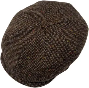 Hanna Hats Connery Cap Tweed Mens Hat 100% Woolen Tweed Made in Ireland (US, Alpha, Medium, Brown Fleck Salt & Pepper)