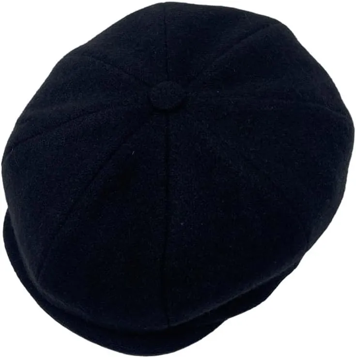 Hanna Hats Connery Cap Tweed Mens Hat 100% Woolen Tweed Made in Ireland (US, Alpha, X-Large, Solid Black)