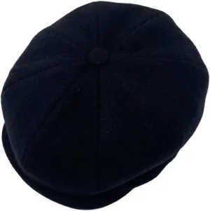 Hanna Hats Connery Cap Tweed Mens Hat 100% Woolen Tweed Made in Ireland (US, Alpha, X-Large, Solid Black)