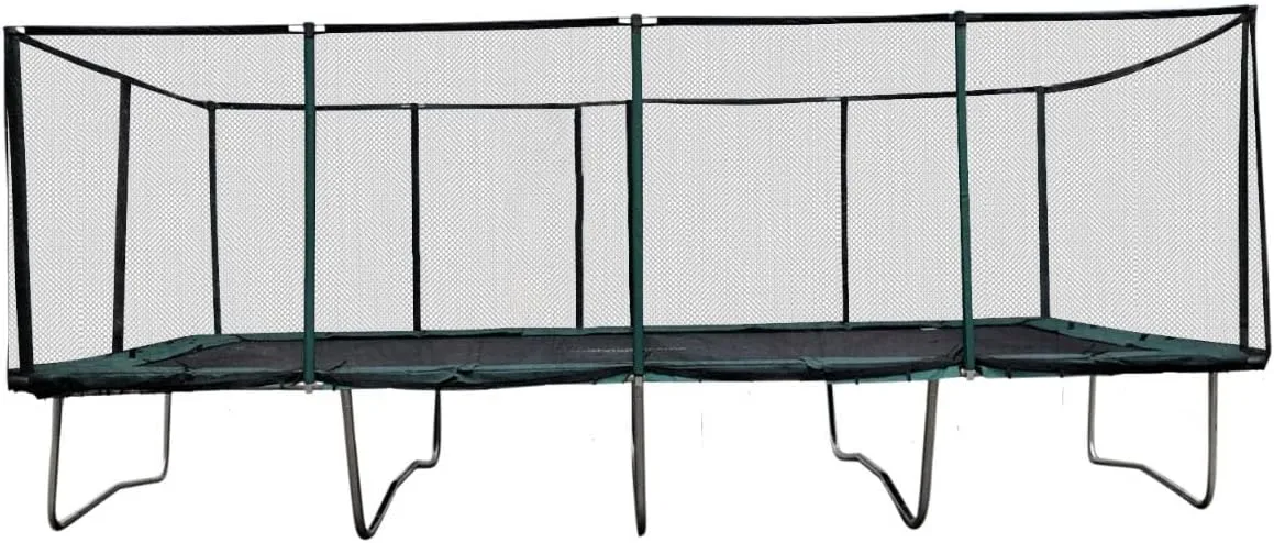 Happy Trampoline Pro Rectangle Trampoline - Heavy Duty 750lbs Jumping Capacity With Net Enclosure - Large Commercial Grade Rectangular Outdoor for Backyard Gymnastics
