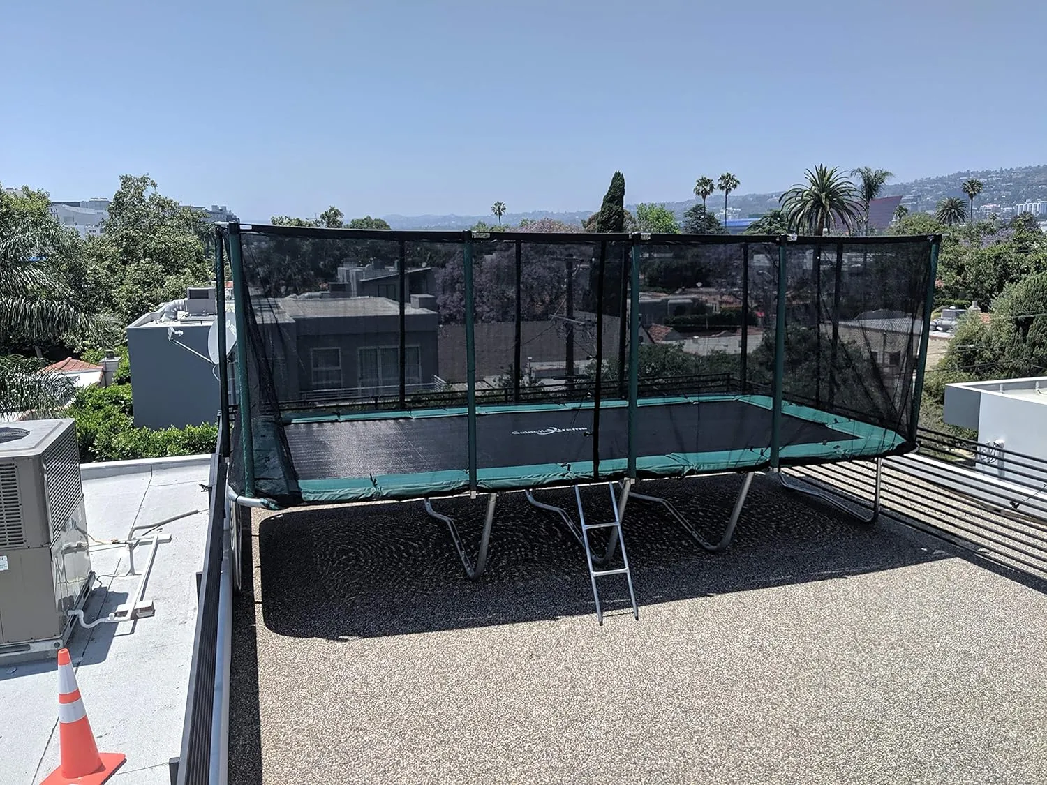 Happy Trampoline Pro Rectangle Trampoline - Heavy Duty 750lbs Jumping Capacity With Net Enclosure - Large Commercial Grade Rectangular Outdoor for Backyard Gymnastics