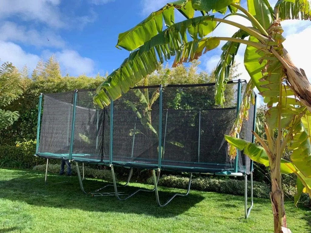 Happy Trampoline Pro Rectangle Trampoline - Heavy Duty 750lbs Jumping Capacity With Net Enclosure - Large Commercial Grade Rectangular Outdoor for Backyard Gymnastics