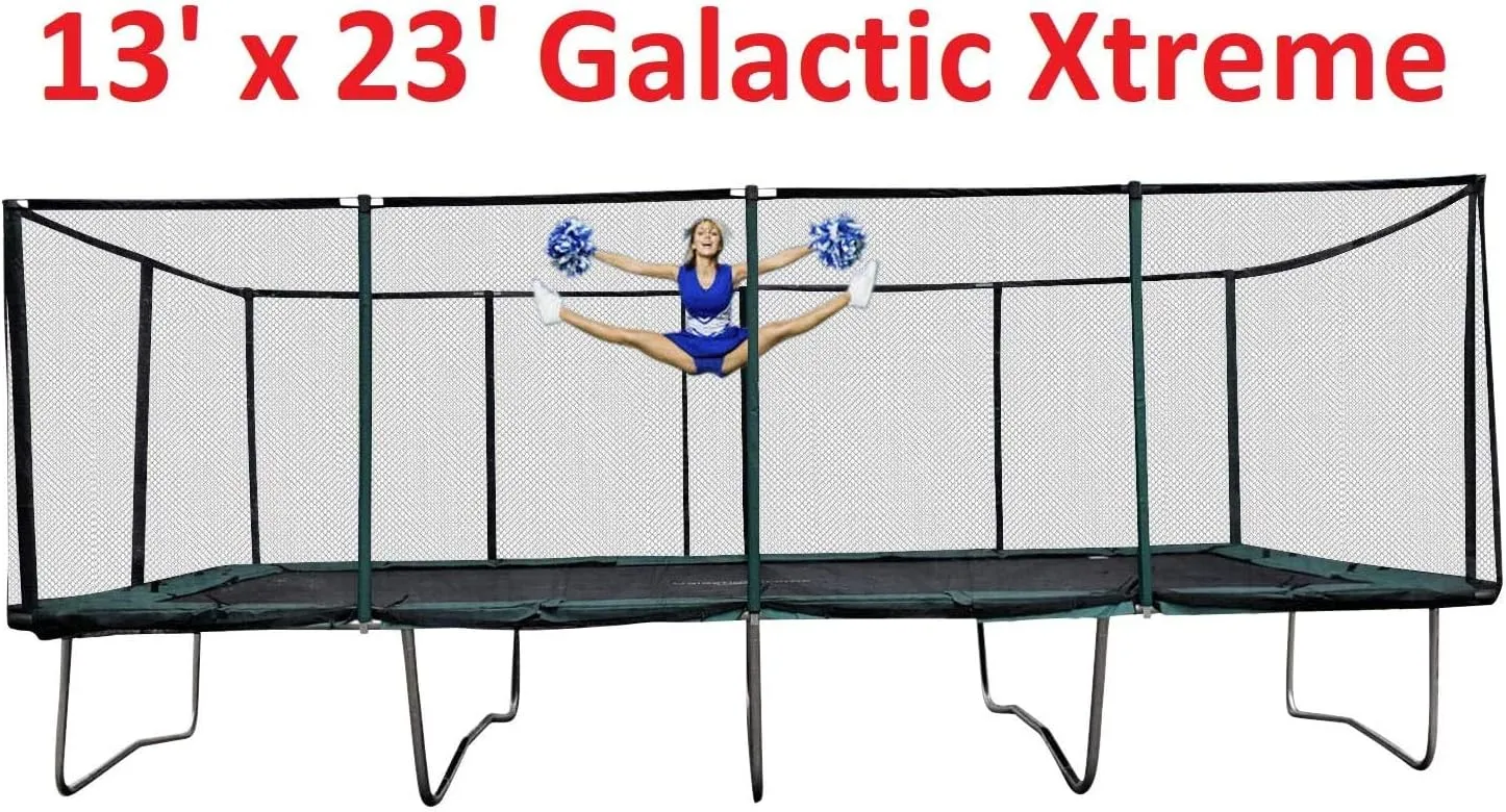 Happy Trampoline Pro Rectangle Trampoline - Heavy Duty 750lbs Jumping Capacity With Net Enclosure - Large Commercial Grade Rectangular Outdoor for Backyard Gymnastics