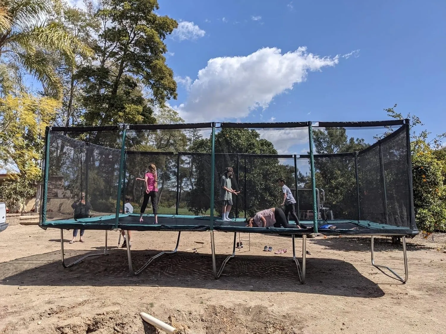 Happy Trampoline Pro Rectangle Trampoline - Heavy Duty 750lbs Jumping Capacity With Net Enclosure - Large Commercial Grade Rectangular Outdoor for Backyard Gymnastics