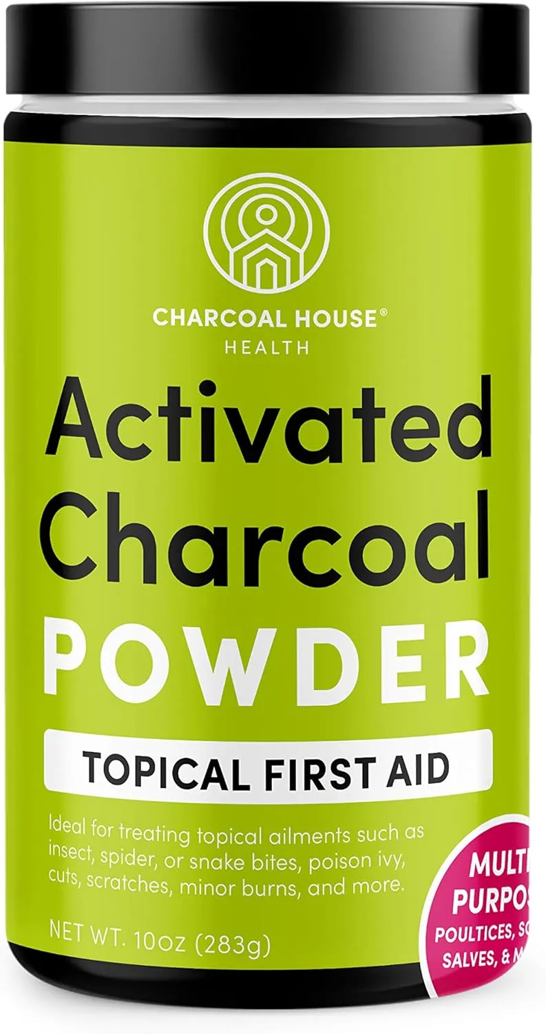 Hardwood Activated Charcoal Powder - Topical First Aid for Making Charcoal Poultices, Charcoal Foot Soaks, Charcoal Baths & More! - 10oz